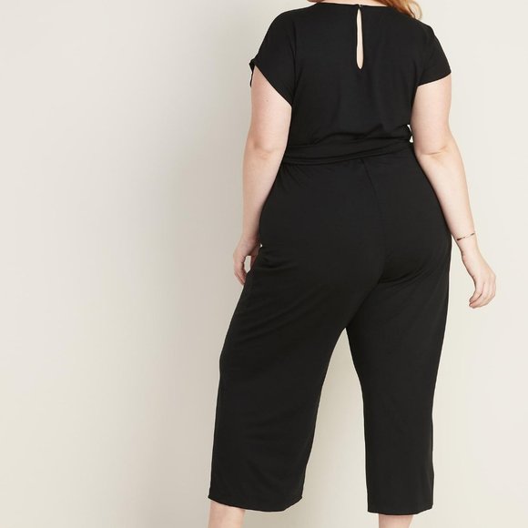 black jersey knit jumpsuit